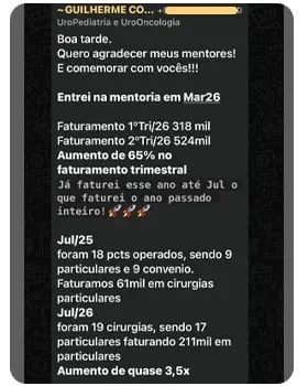 Print de resultado de médico mentorado pela MedConectt